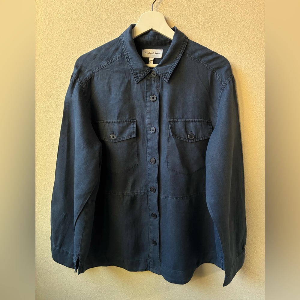 Michael Stars Dark Navy Utility Button-Down Shirt - Picture 4 of 15